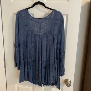 Free People Long Sleeve Top, XS, navy blue